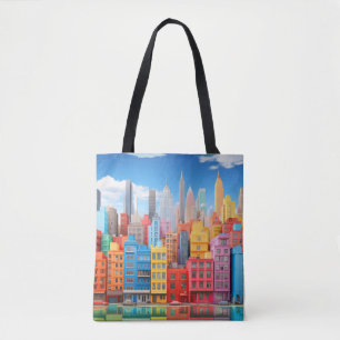 City Landscape Concept Abstract Colourful Scenery Tote Bag