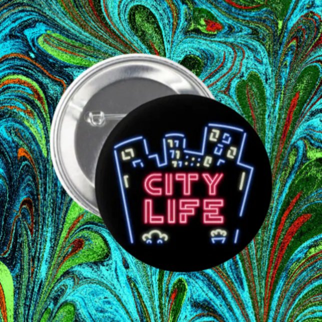 City Life Neon Nights Button – Urban Skyline Glow  (Creator Uploaded)