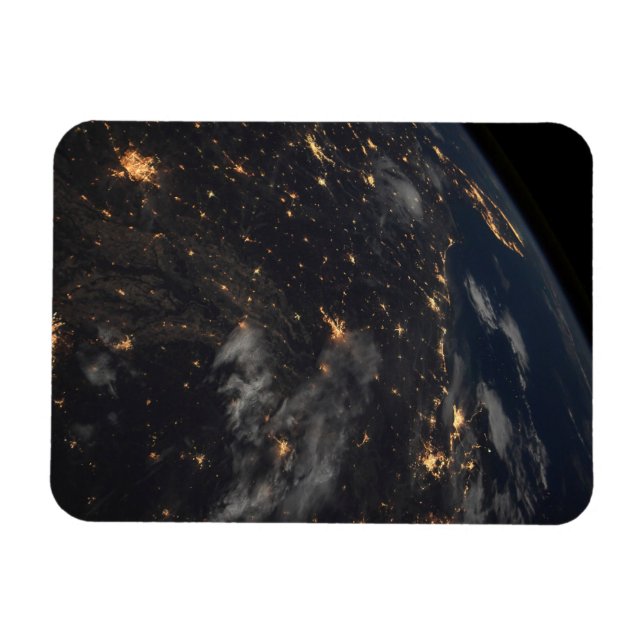 City Lights At Night On Planet Earth Magnet (Horizontal)