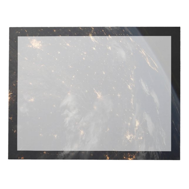 City Lights At Night On Planet Earth Notepad (Front)