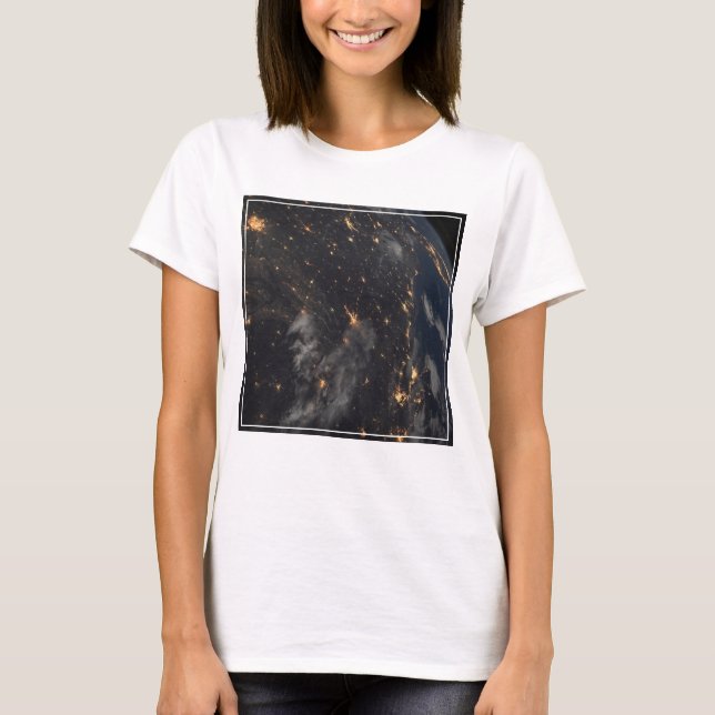 City Lights At Night On Planet Earth T-Shirt (Front)