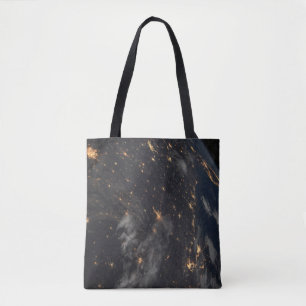 City Lights At Night On Planet Earth Tote Bag