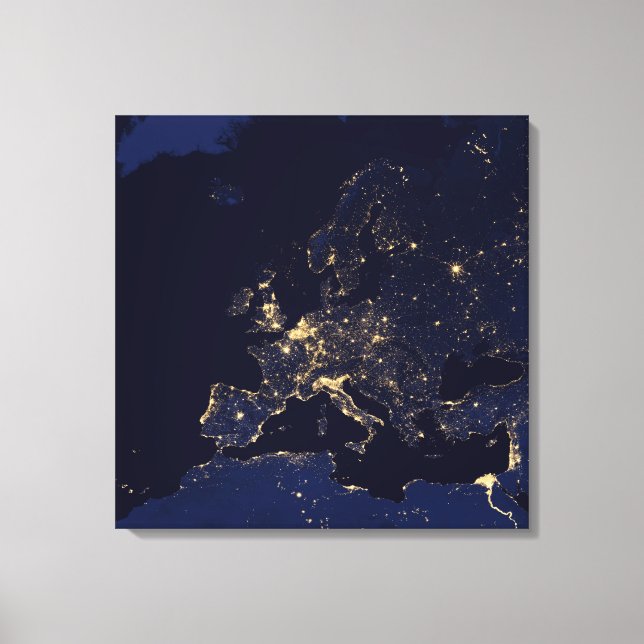 City Lights In Several European And Nordic Cities. Canvas Print (Front)