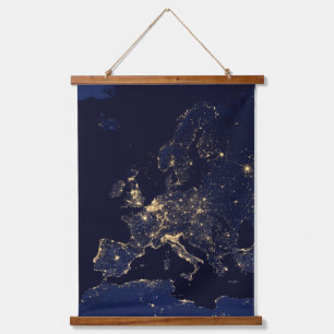 City Lights In Several European And Nordic Cities. Hanging Tapestry
