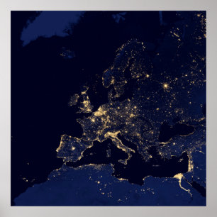 City Lights In Several European And Nordic Cities. Poster