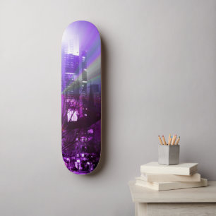 City lights - modern purple skateboard