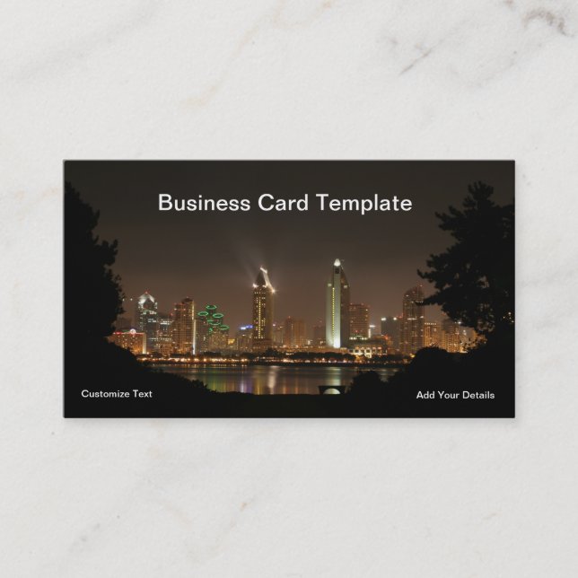 City Lights Night Time San Diego Business Card (Front)
