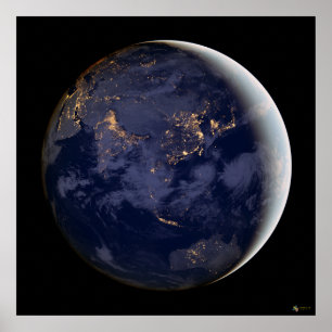 City Lights Of Asia And Australia Satellite Poster