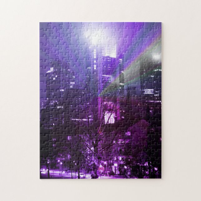 City lights of Frankfurt am Main - purple   Jigsaw Puzzle (Vertical)