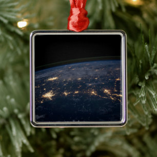 City Lights Of The Southern United States. Metal Tree Decoration