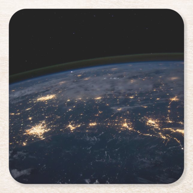 City Lights Of The Southern United States. Square Paper Coaster (Front)