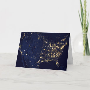 City Lights Of The United States At Night. Card