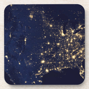 City Lights Of The United States At Night. Coaster
