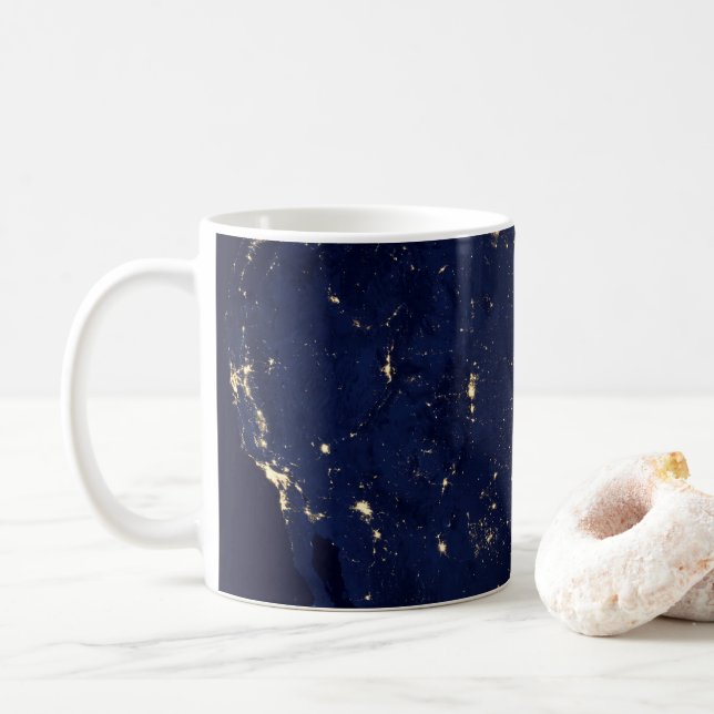 City Lights Of The United States At Night. Coffee Mug (With Donut)