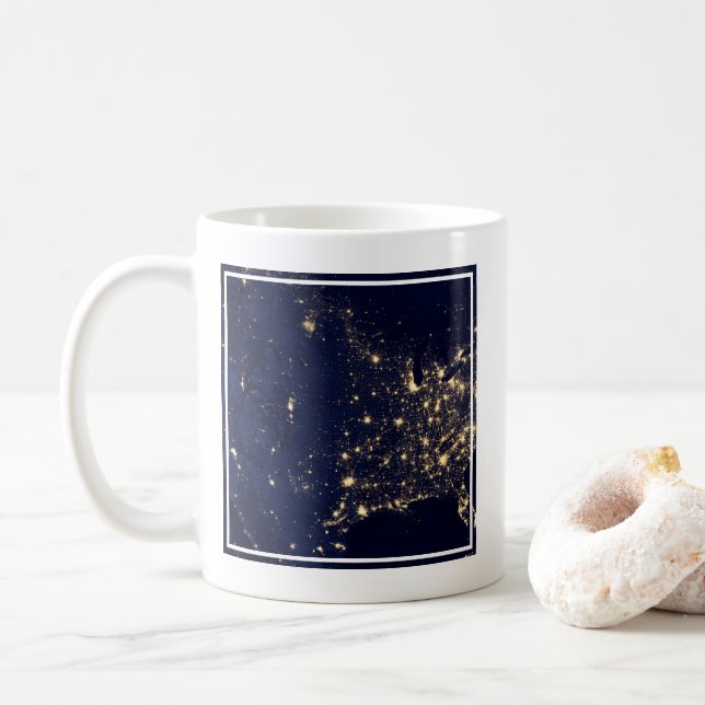 City Lights Of The United States At Night. Coffee Mug (With Donut)