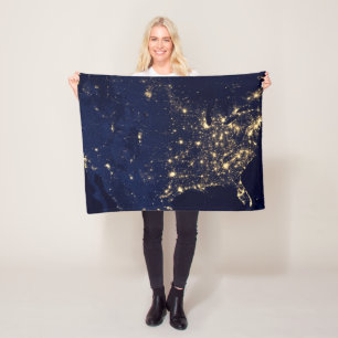 City Lights Of The United States At Night. Fleece Blanket