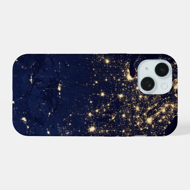City Lights Of The United States At Night. iPhone 15 Case (Back Horizontal)