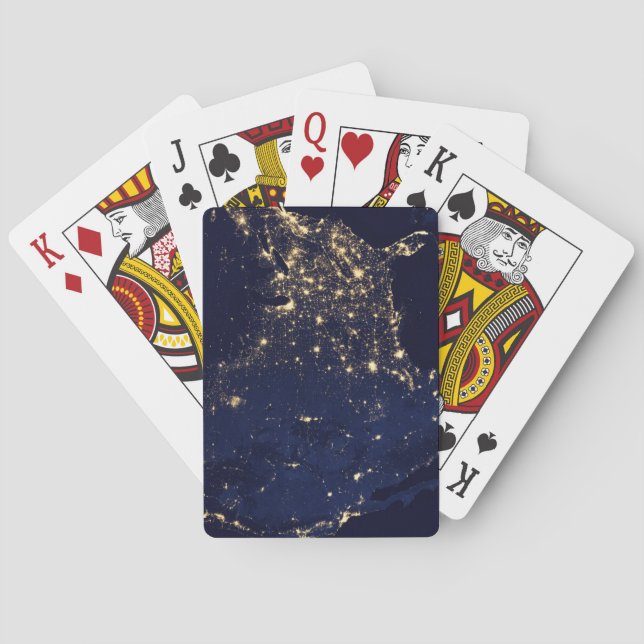 City Lights Of The United States At Night. Playing Cards (Back)
