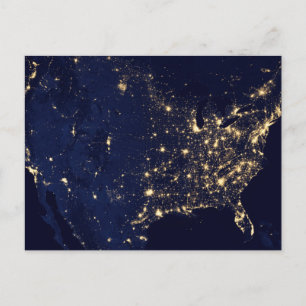 City Lights Of The United States At Night. Postcard