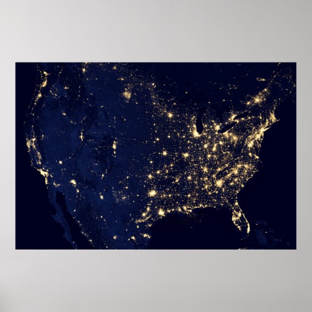 City Lights Of The United States At Night. Poster (Front)