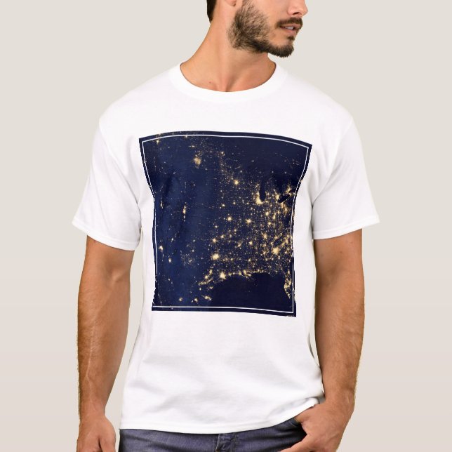 City Lights Of The United States At Night. T-Shirt (Front)