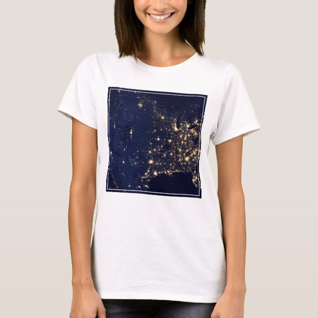 City Lights Of The United States At Night. T-Shirt (Front)