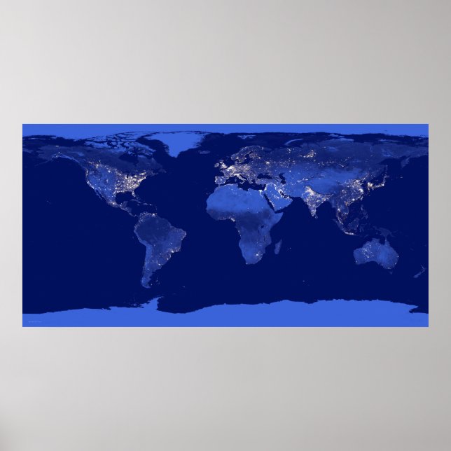 City Lights Of The World Satellite Poster Map (Front)