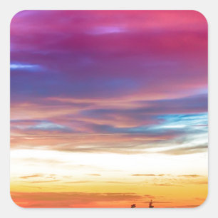 City Lights Sunrise View From Rollins Pass Square Sticker