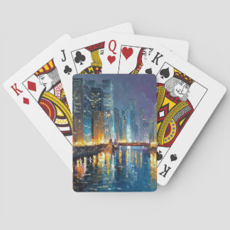 City Lights Waterfront Skyline Playing Cards