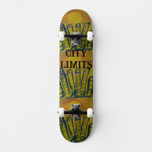 CITY LIMITS SKATEBOARD DESIGN BY PAULA REILLY. (Front)
