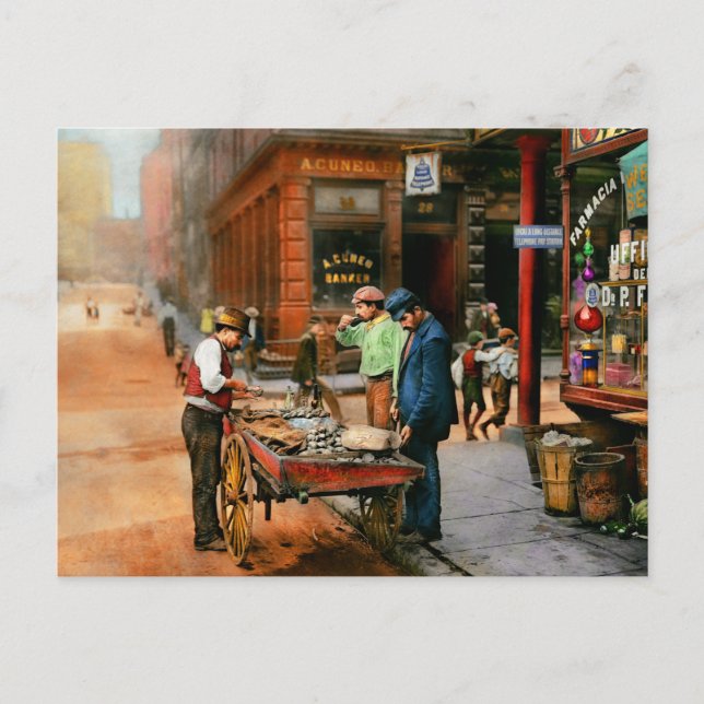 City - Little Italy NY - Mussel Man 1900 Postcard (Front)