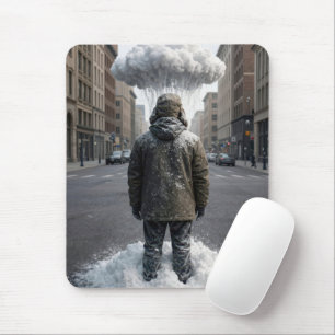 City Man Under a Snow Cloud Mouse Mat