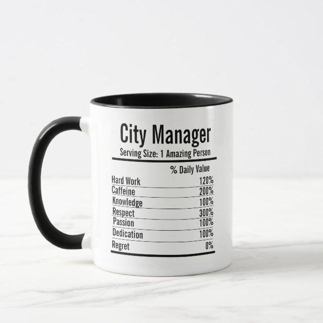  City Manager Nutrition Facts Mug Best City Manage (Left)