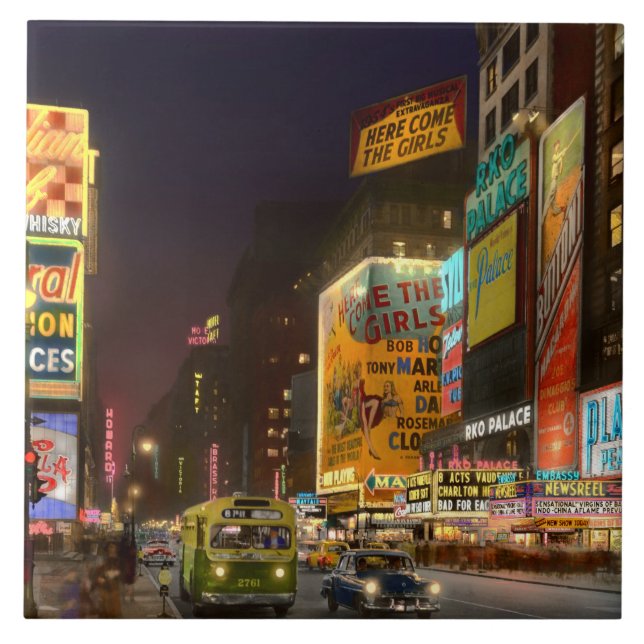 City - Manhattan, NY - Here comes the girls 1953 Tile (Front)