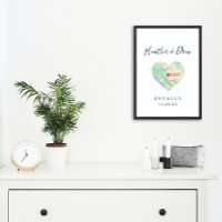 CITY MAP Heart Wedding Engagement Custom Gift Post