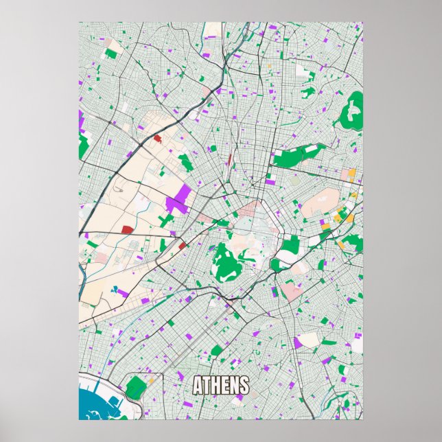 City Map OF Athens, Greece Poster (Front)