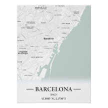 City map of Barcelona, Spain