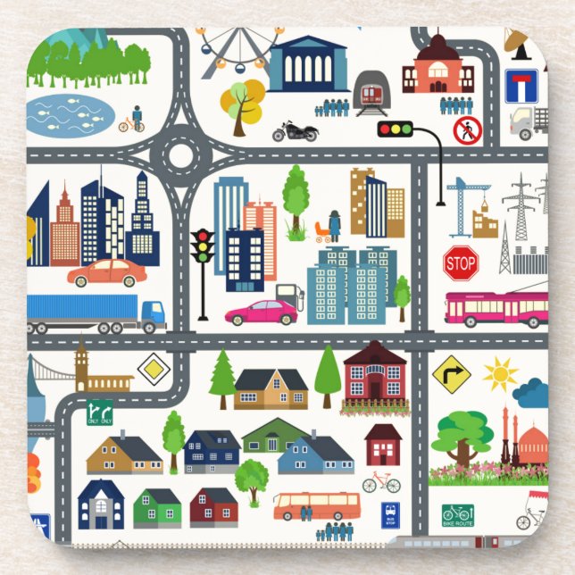 City Map Pattern Coaster (Front)