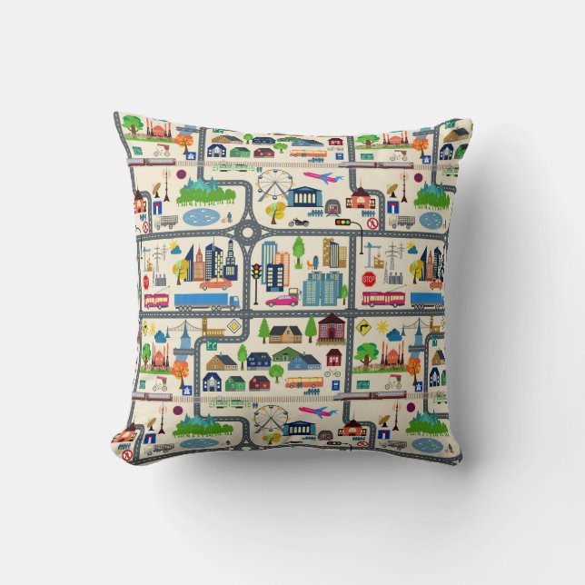 City Map Pattern Cushion (Front)