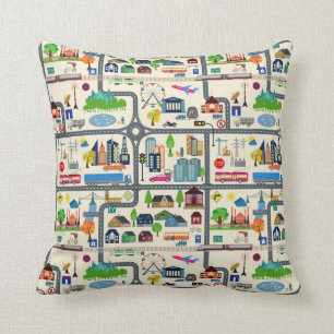 City Map Pattern Cushion