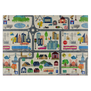 City Map Pattern Cutting Board