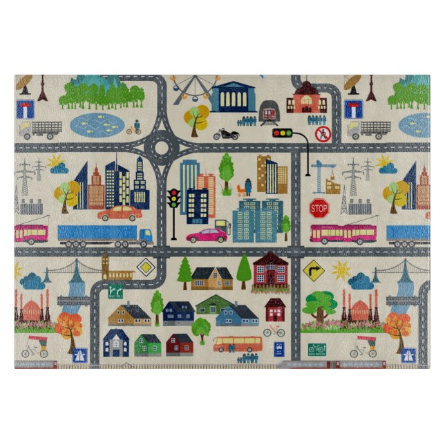 City Map Pattern Cutting Board (Front)