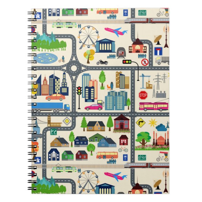 City Map Pattern Notebook (Front)