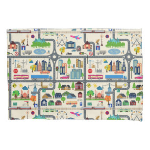 City Map Pattern Pillowcase