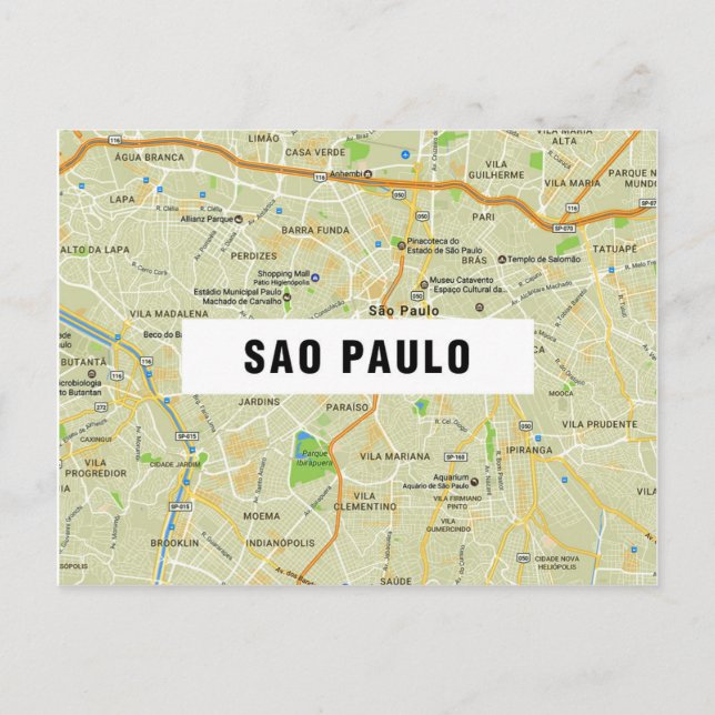 CITY MAP POSTCARDS ♥ Sao Paulo (Front)