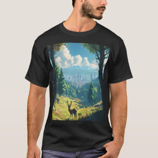 City Meets Nature – Deer by the Forest Edge T-Shirt
