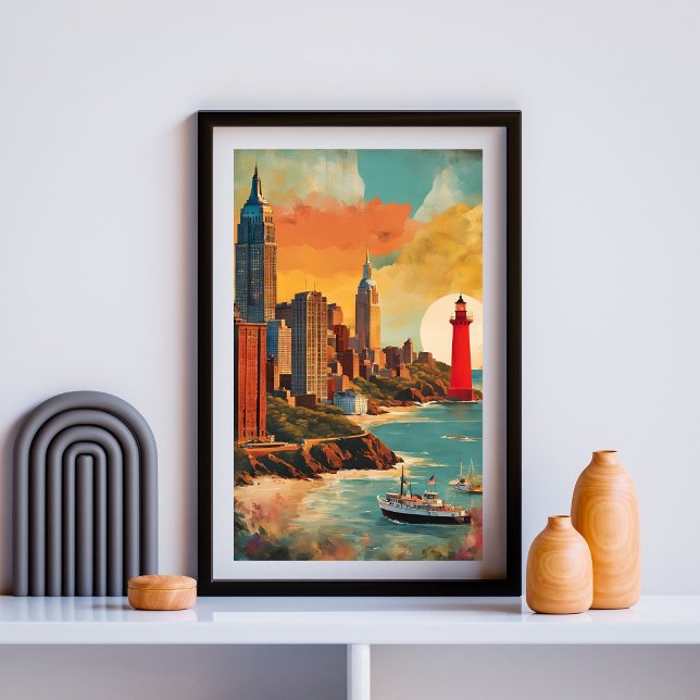 City Meets Sea – Lighthouse Skyline Fantasy Poster (Creator Uploaded)