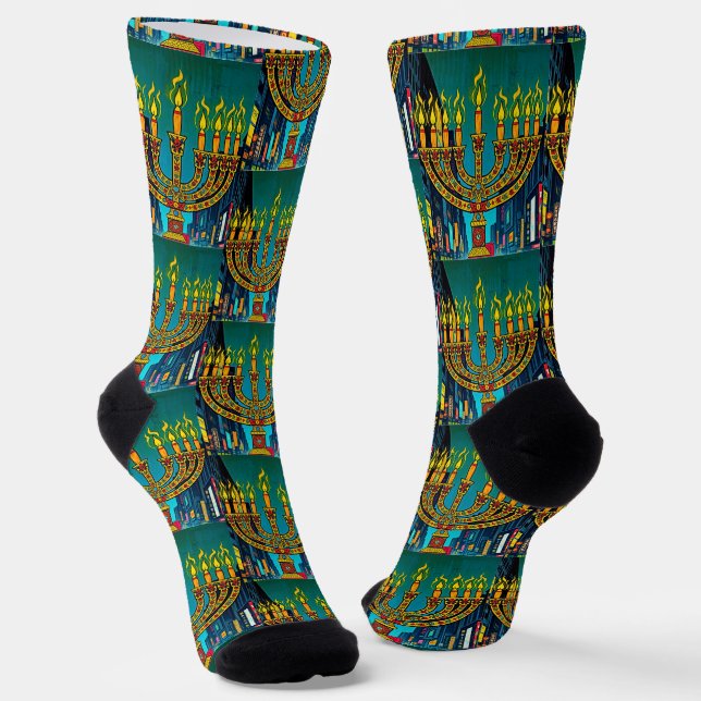City Menorah Socks (Angled)