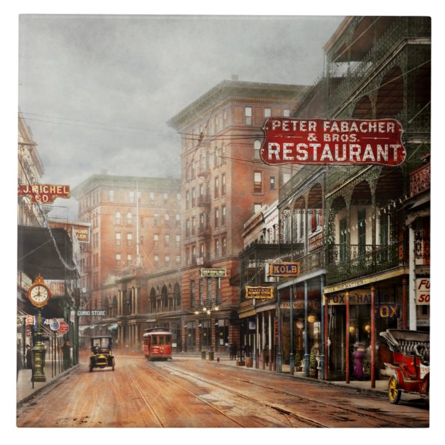 City - New Orleans - A look at St Charles Ave 1910 Tile (Front)