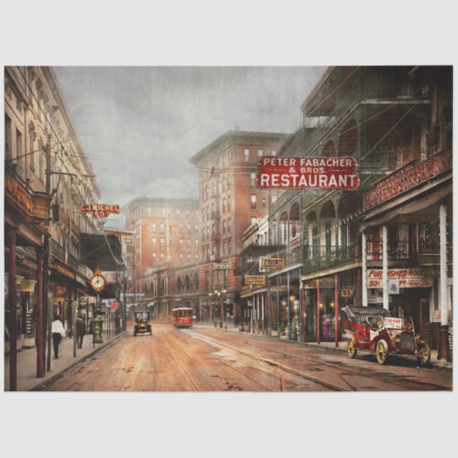 City - New Orleans - A look at St Charles Ave 1910 Tissue Paper (Front)